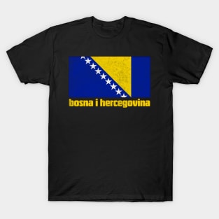 Bosnia /  Retro Faded Style Flag Design T-Shirt